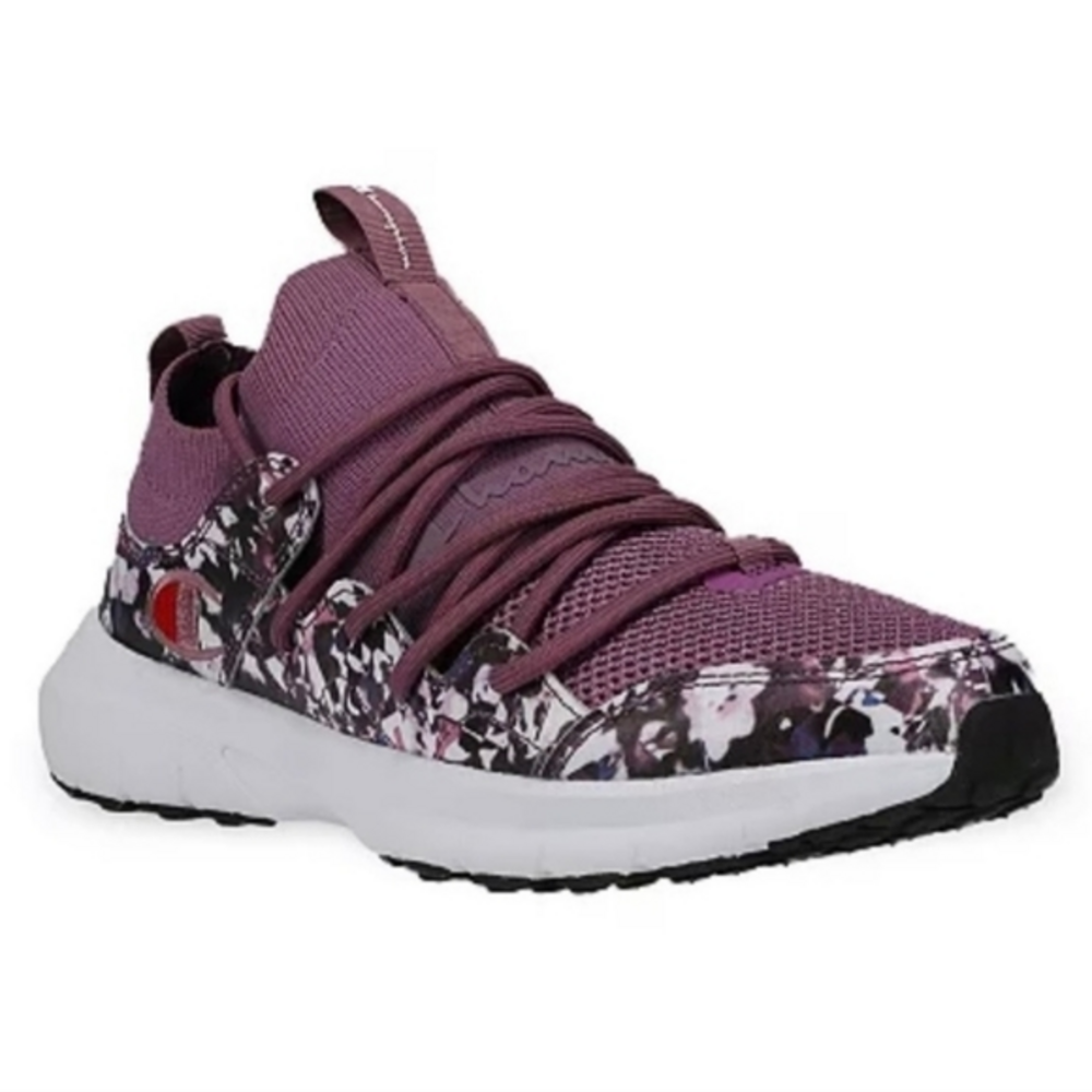 Champion Women's Purple Knit Athletic Sneakers with Floral Accents